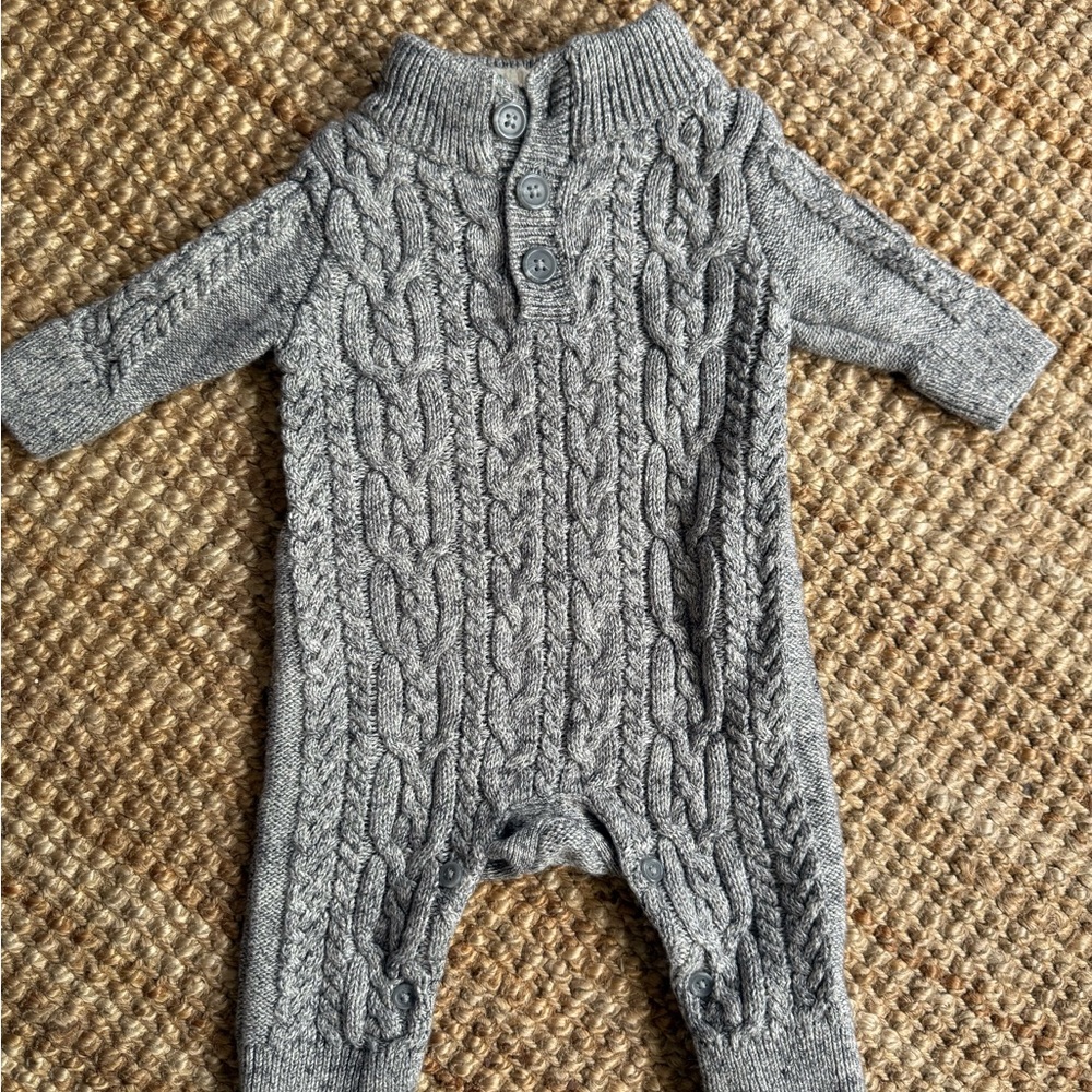 GAP Gray Cable Knit Footies One Piece